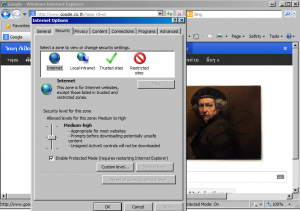 internet explorer Set Security